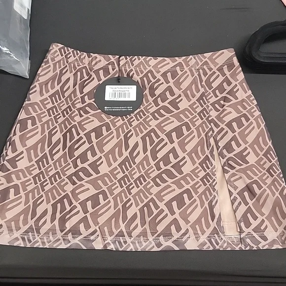 white fox boutique times like this mesh mini skirt chocolate monogram print - Picture 3 of 4